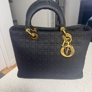 Dior Black Quilted Tote with Gold Hardware